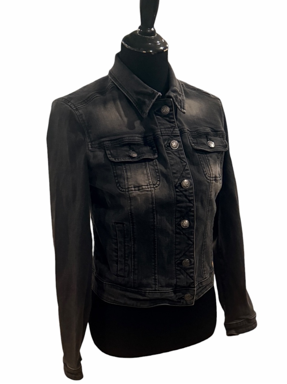 Rock & Republic Black Denim Jacket with Button Front